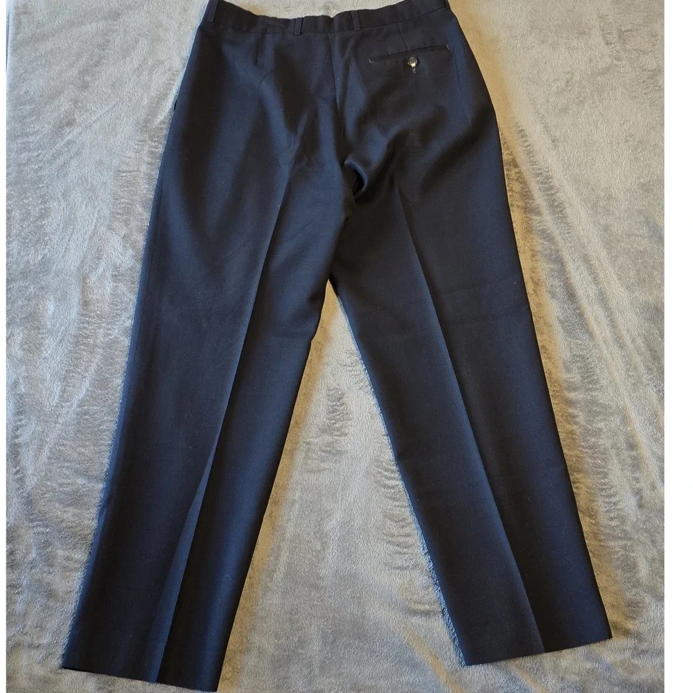 St Michael Marks & Spencer Men's‎ Dress Pants 34x31 Navy Blue Wool Blend Pleated
